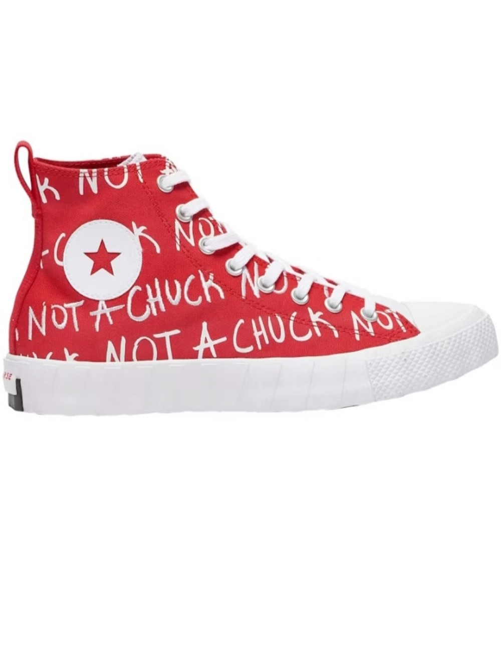 Converse "Not A Chuck" Big Kid letters Printed Red High Top Sneakers